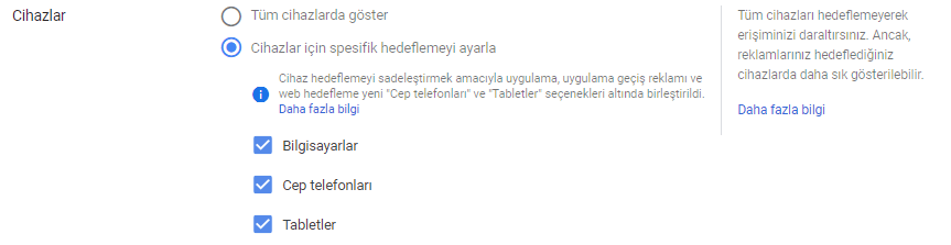 google ads gdn cihaz hedefleme