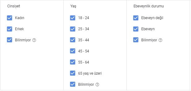 google ads gdn demografi hedefleme