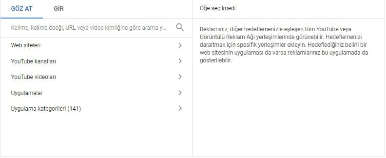 gdn reklamı yerleşim hedefleme