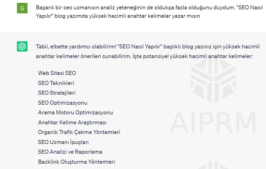 chat-cpt-ile-anahtar-kelime